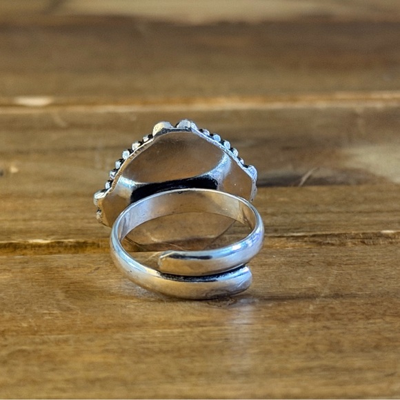 Vintage Style Blue Labradorite Gemstone Ring Size 7 Silver 925 Plated Bohemian - Picture 4 of 4